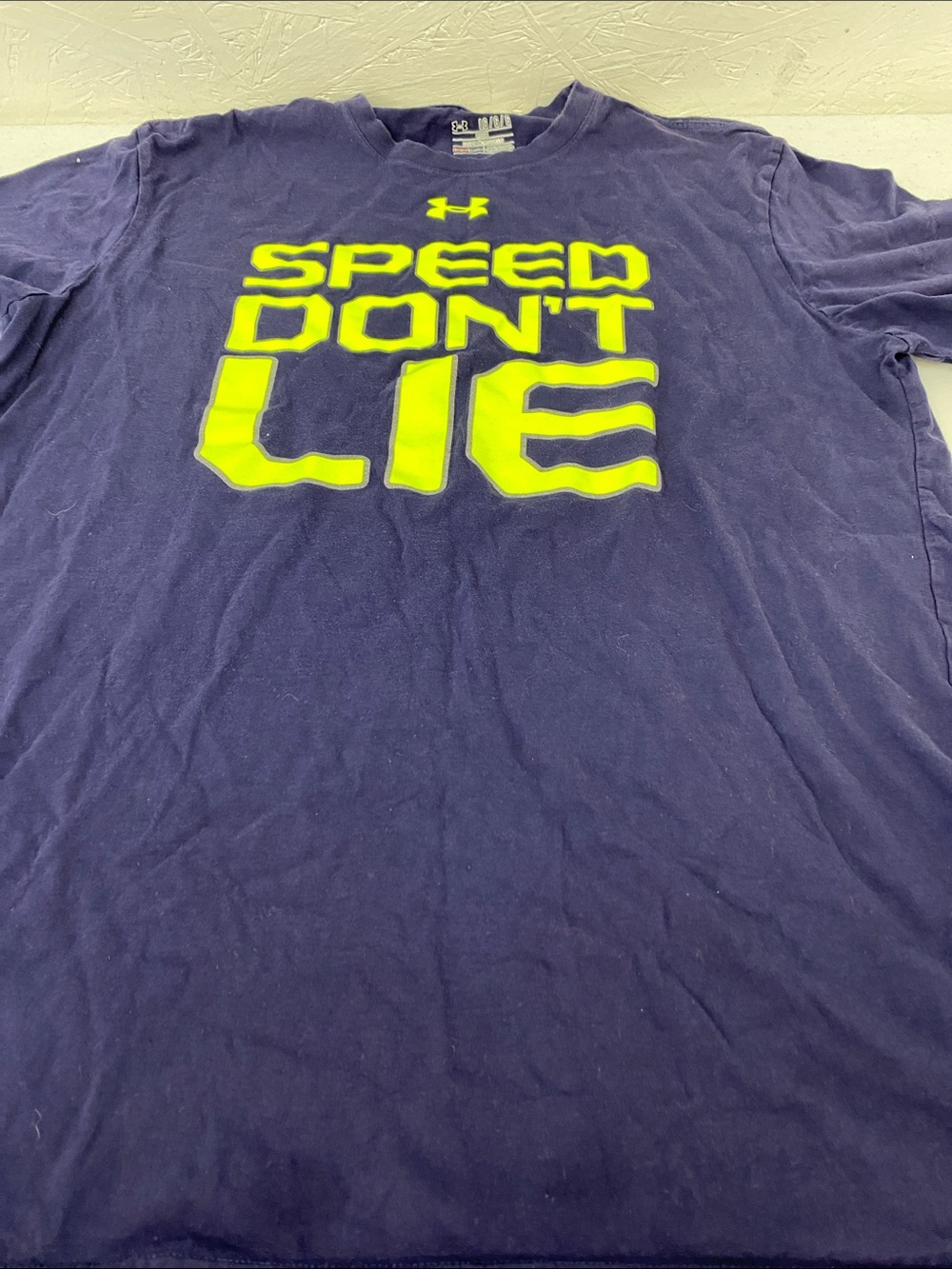 Under Armour Navy Short-Sleeve Graphic Tee with Neon Yellow Print
